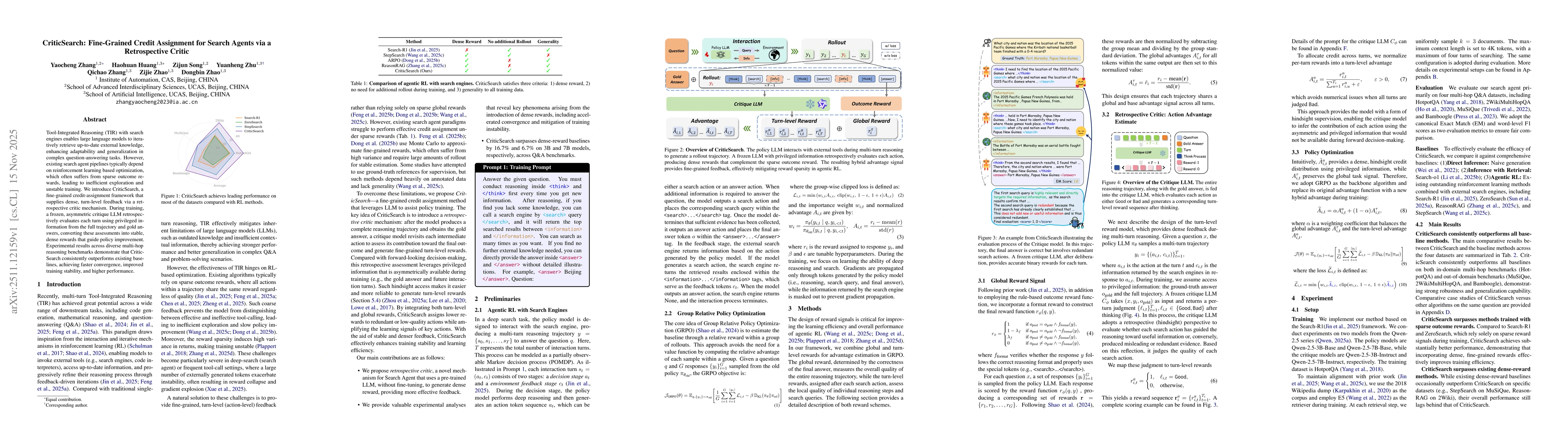 Thumbnail for CriticSearch: Fine-Grained Credit Assignment for Search Agents via a Retrospective Critic