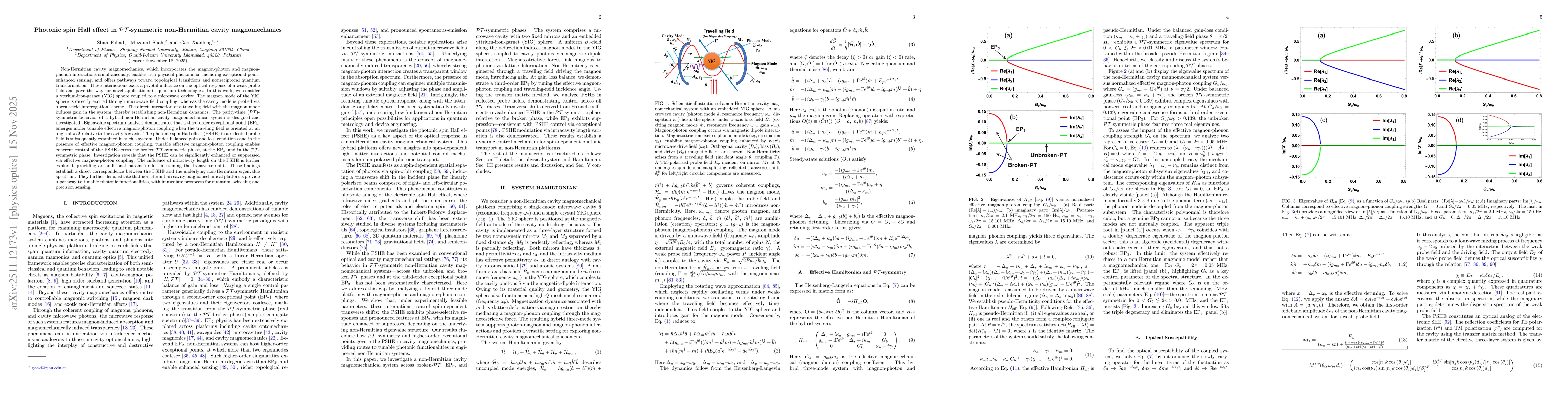 Thumbnail for Photonic spin Hall effect in $\mathcal{PT}$-symmetric non-Hermitian cavity magnomechanics