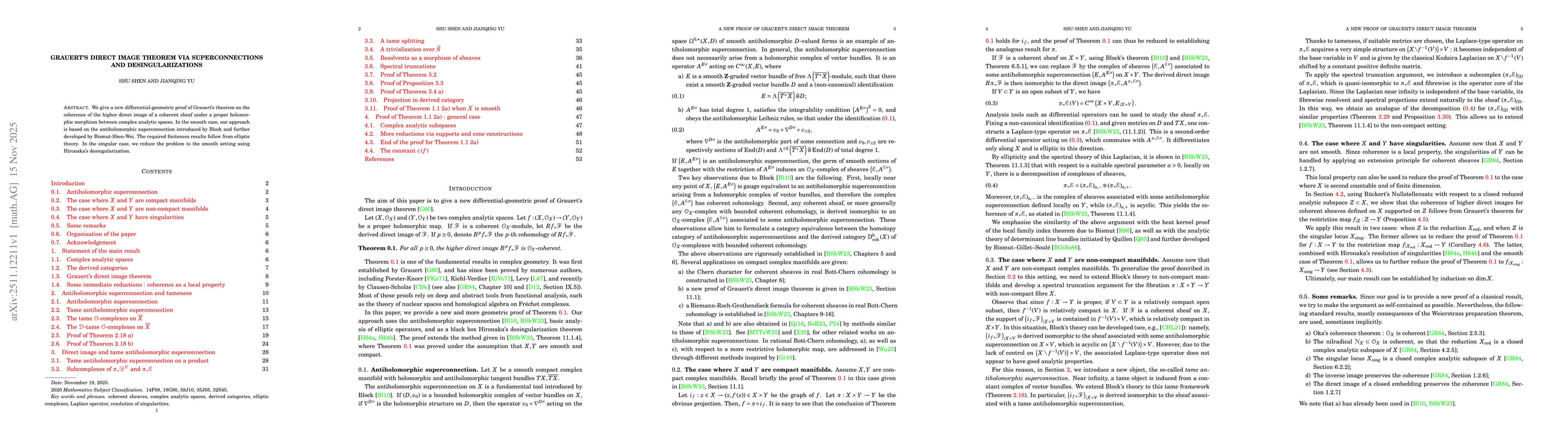 Thumbnail for Grauert's direct image theorem via superconnections and desingularizations