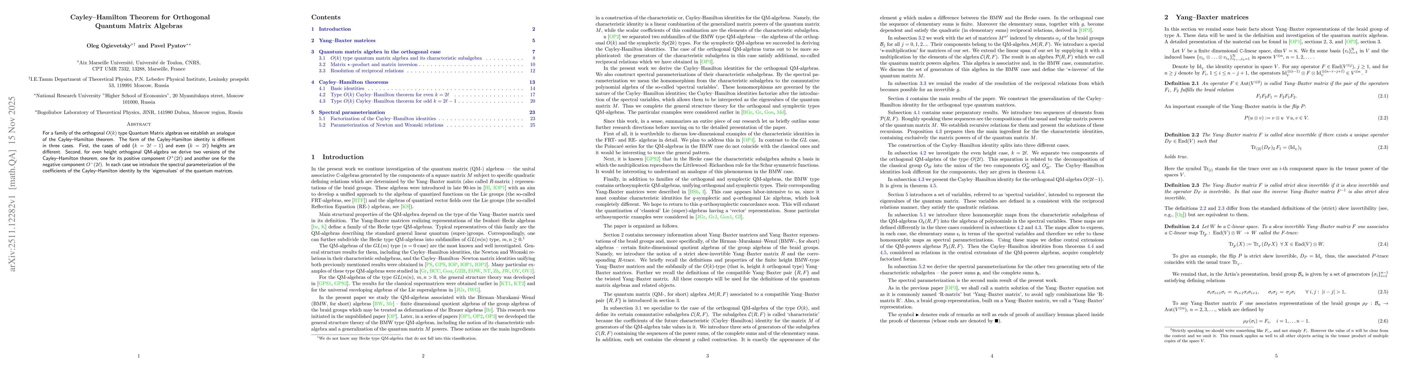 Thumbnail for Cayley--Hamilton Theorem for Orthogonal Quantum Matrix Algebras