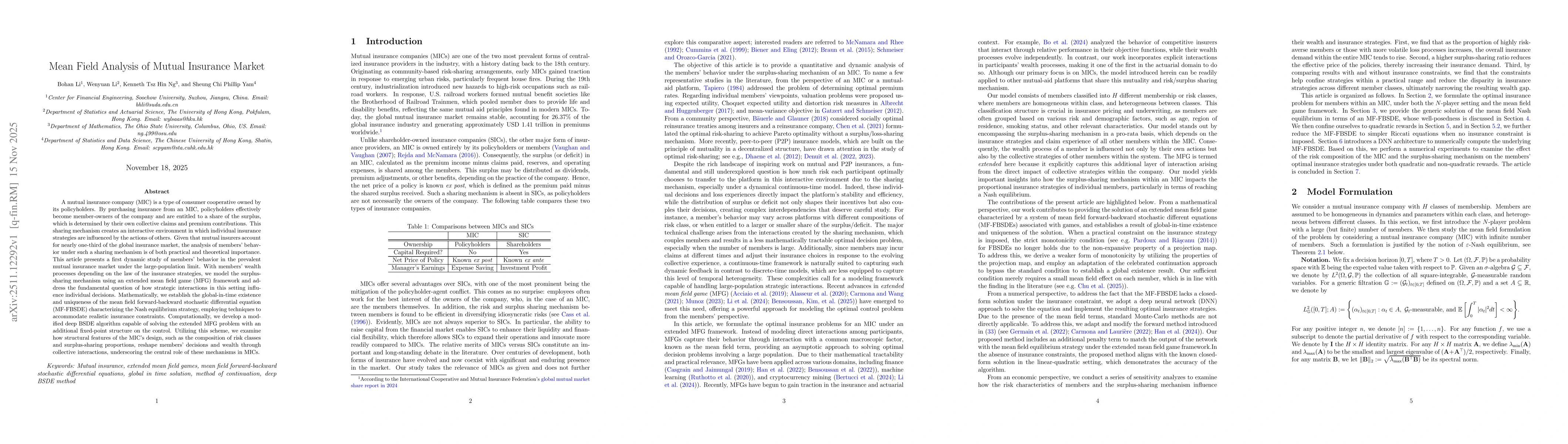 Thumbnail for Mean Field Analysis of Mutual Insurance Market