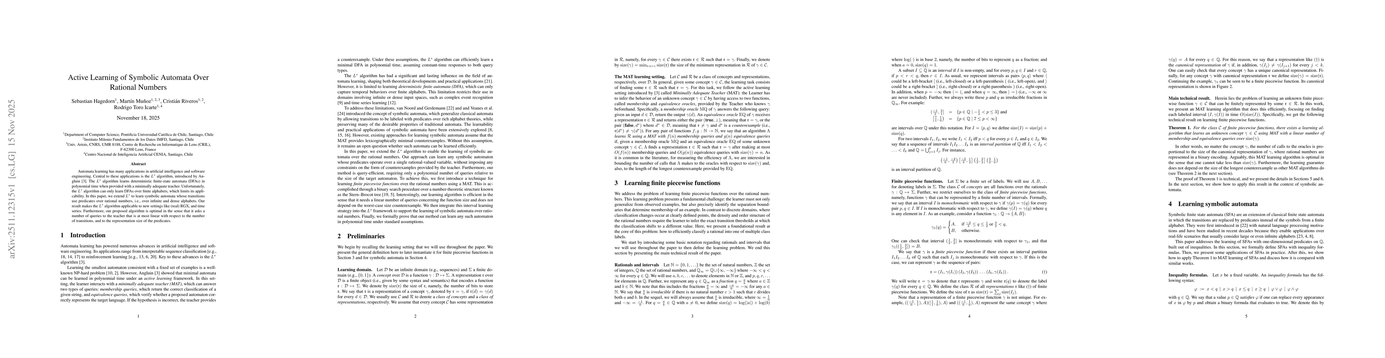 Thumbnail for Active Learning of Symbolic Automata Over Rational Numbers