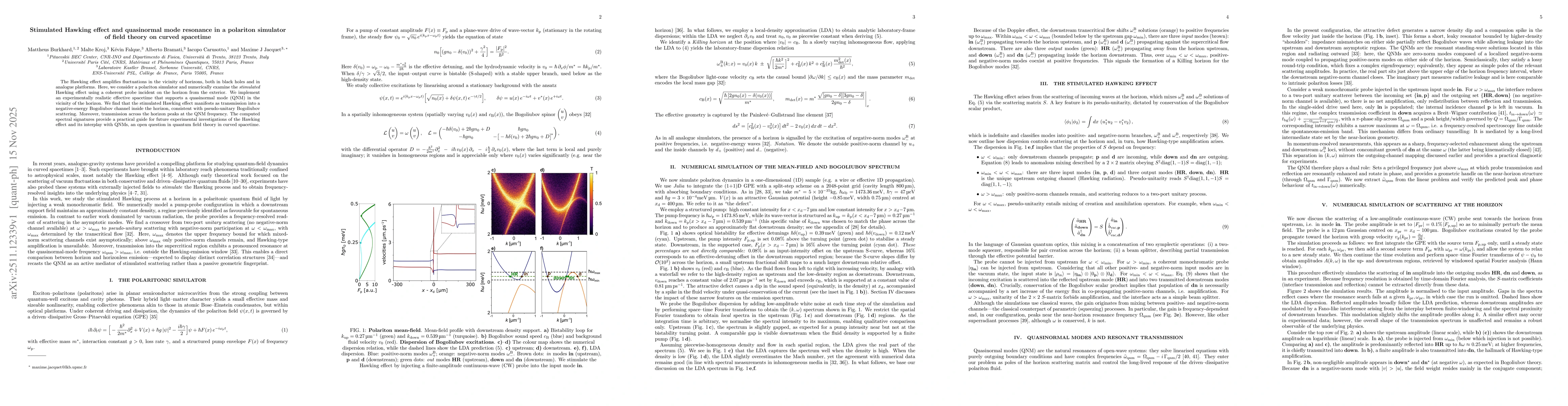 Thumbnail for Stimulated Hawking effect and quasinormal mode resonance in a polariton simulator of field theory on curved spacetime