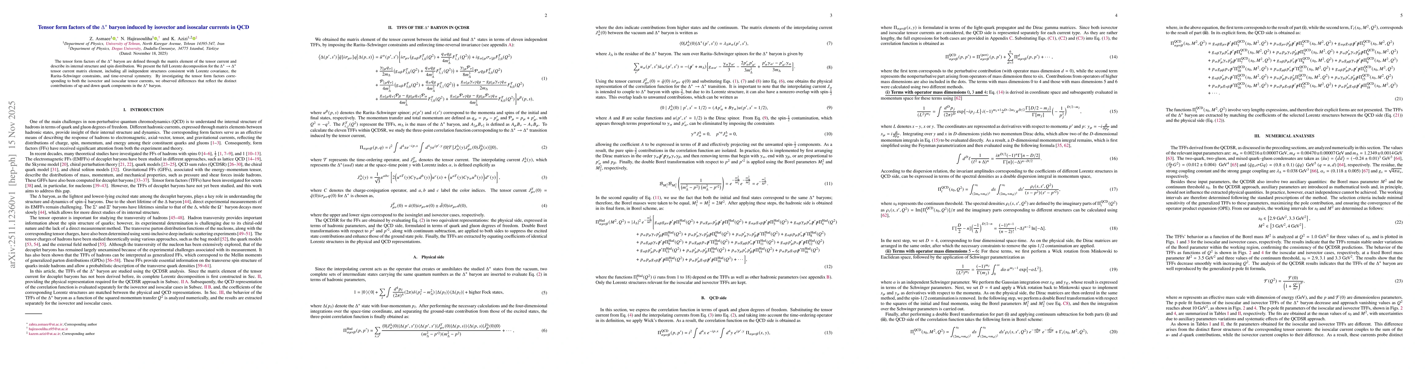 Thumbnail for Tensor form factors of the $Δ^+$ baryon induced by isovector and isoscalar currents in QCD