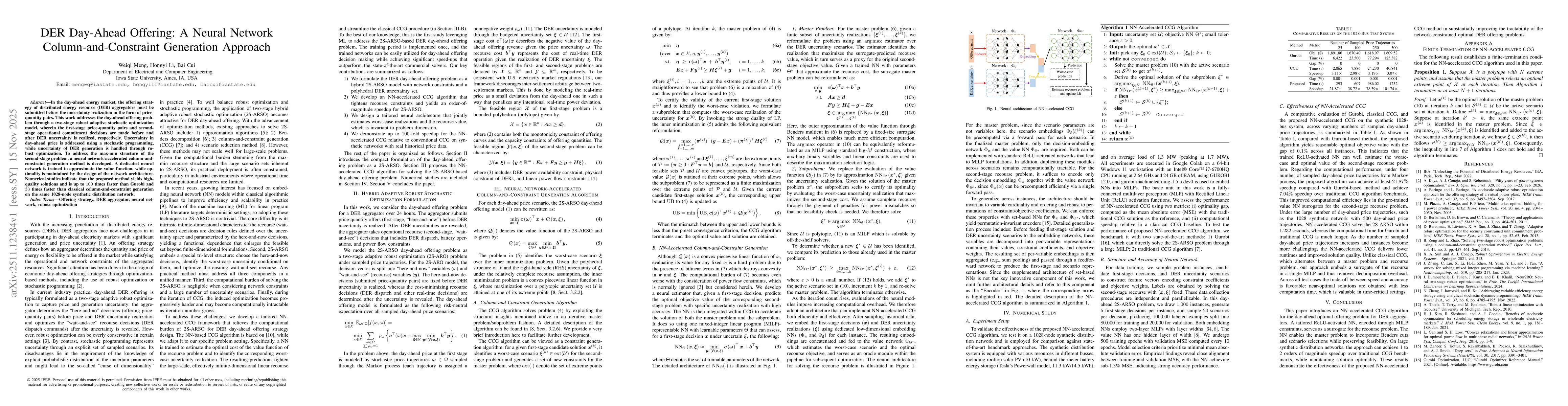Thumbnail for DER Day-Ahead Offering: A Neural Network Column-and-Constraint Generation Approach