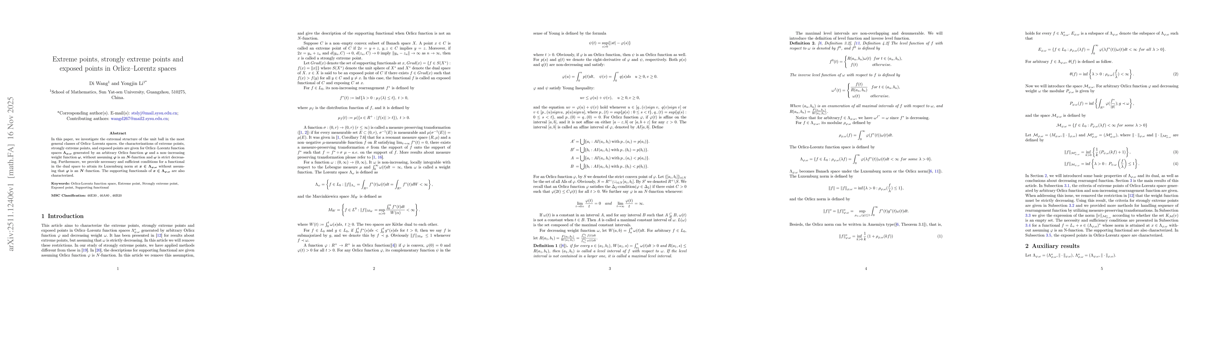 Thumbnail for Extreme points, strongly extreme points and exposed points in Orlicz--Lorentz spaces