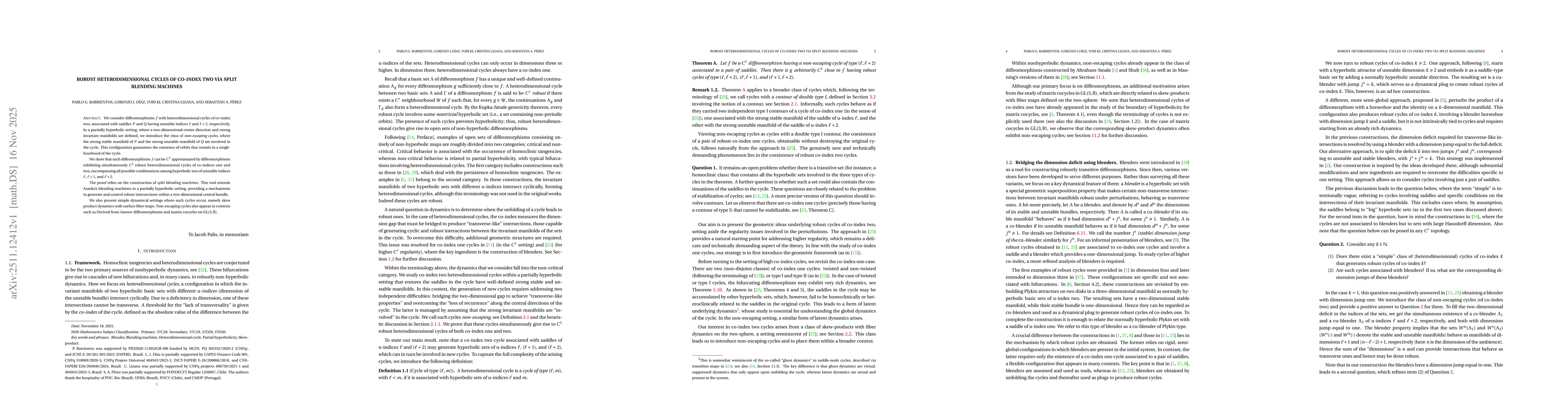 Thumbnail for Robust heterodimensional cycles of co-index two via split blending machines