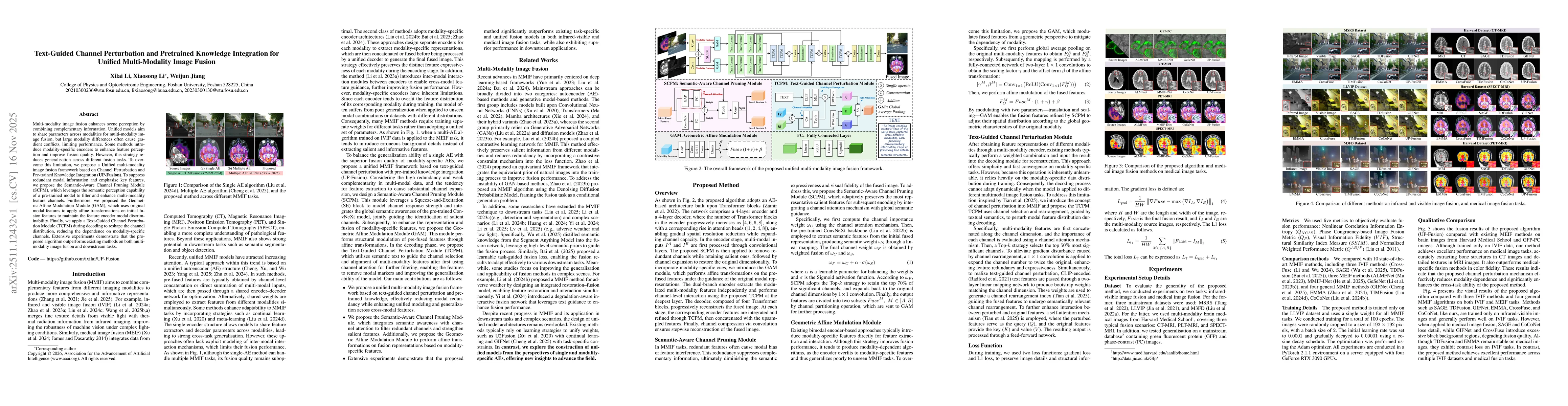 Thumbnail for Text-Guided Channel Perturbation and Pretrained Knowledge Integration for Unified Multi-Modality Image Fusion