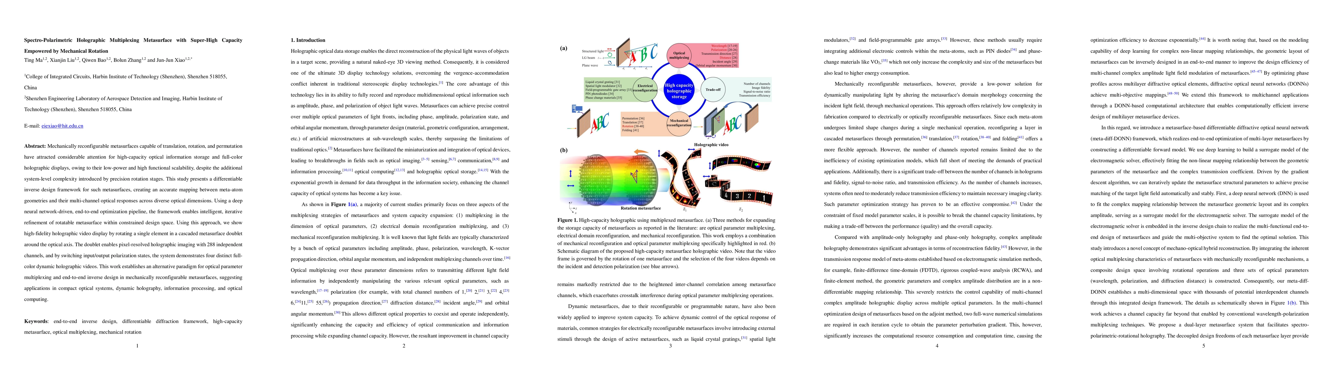 Thumbnail for Spectro-Polarimetric Holographic Multiplexing Metasurface with Super-High Capacity Empowered by Mechanical Rotation