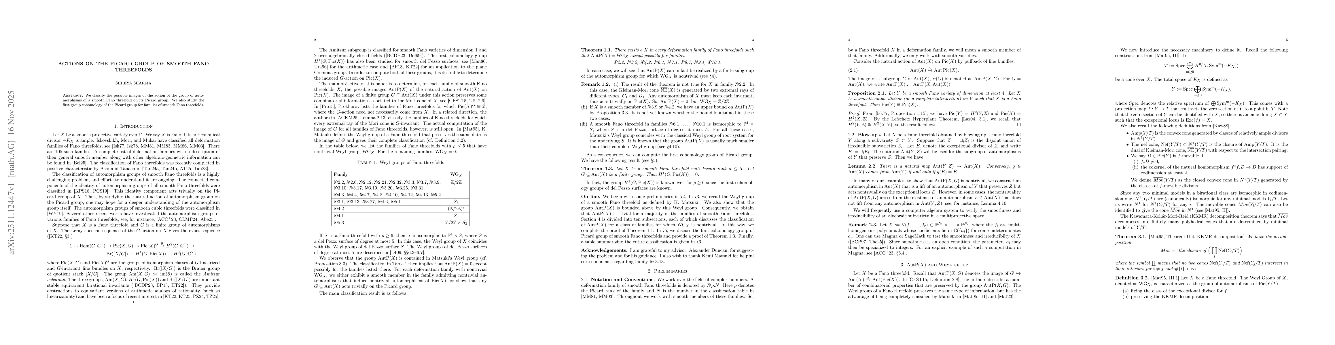 Thumbnail for Actions on the Picard group of smooth Fano threefolds