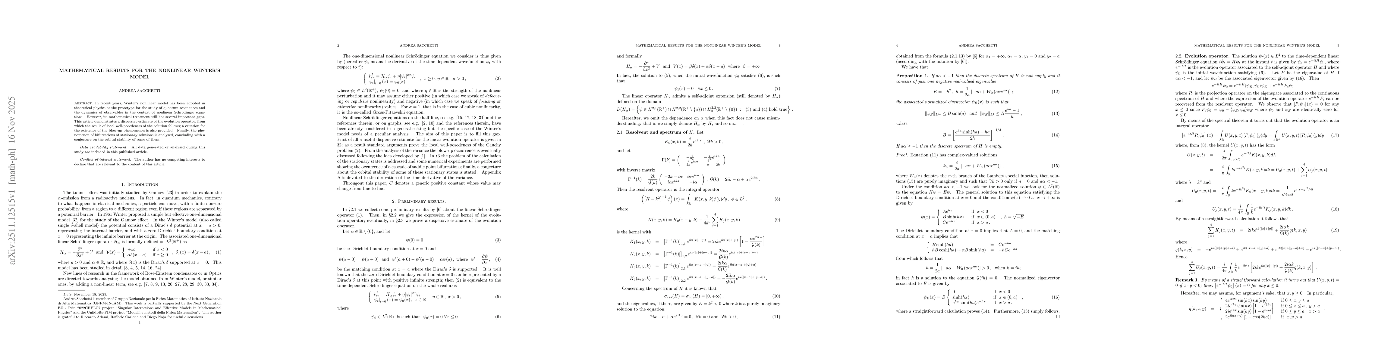 Thumbnail for Mathematical results for the nonlinear Winter's model
