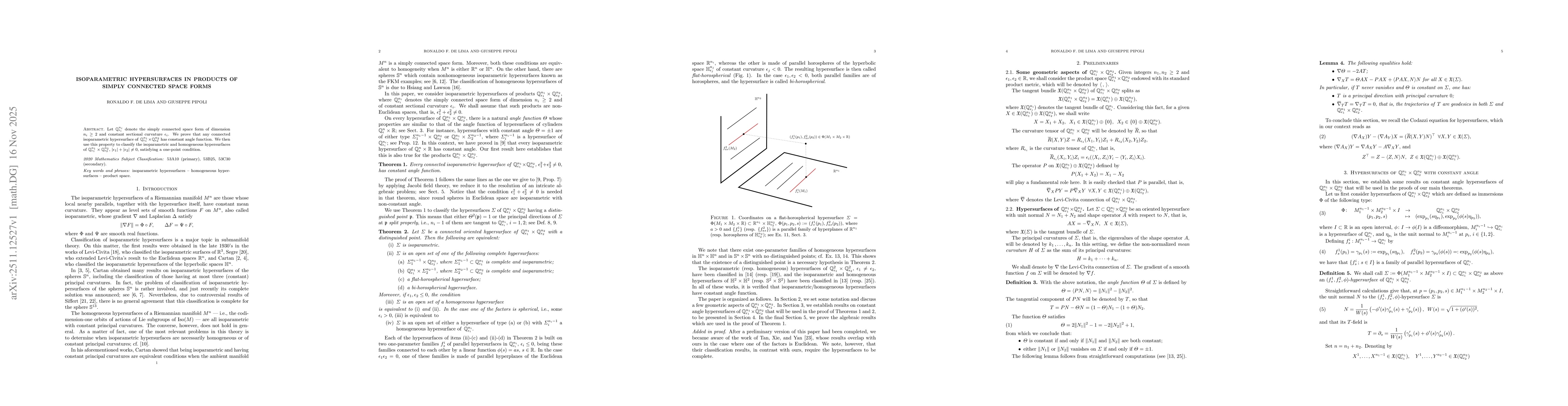 Thumbnail for Isoparametric Hypersurfaces in Products of Simply Connected Space Forms