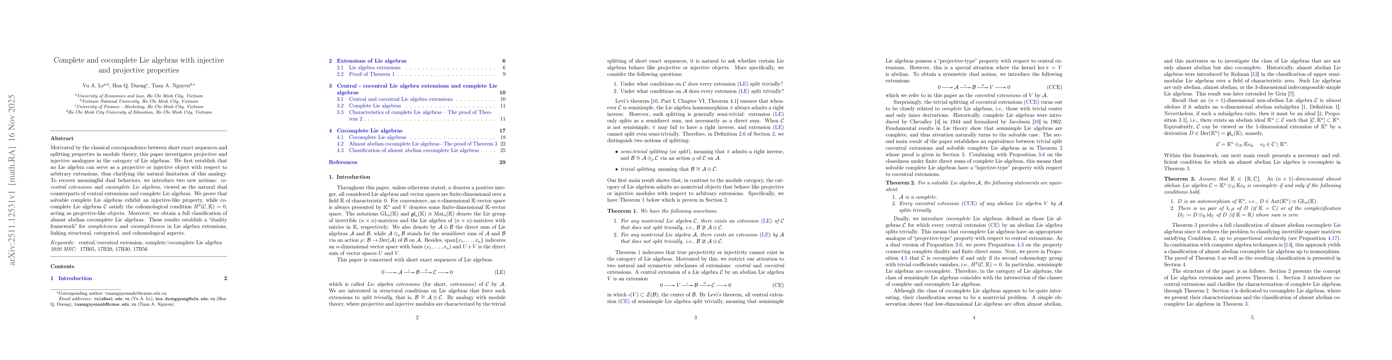 Thumbnail for Complete and cocomplete Lie algebras with injective and projective properties