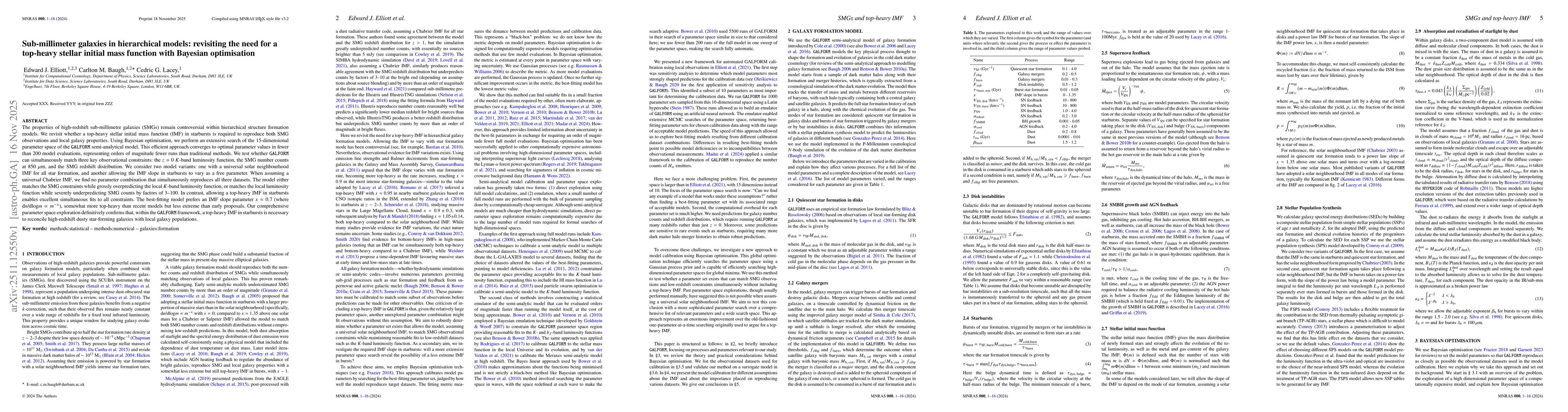 Thumbnail for Sub-millimeter galaxies in hierarchical models: revisiting the need for a top-heavy stellar initial mass function with Bayesian optimisation