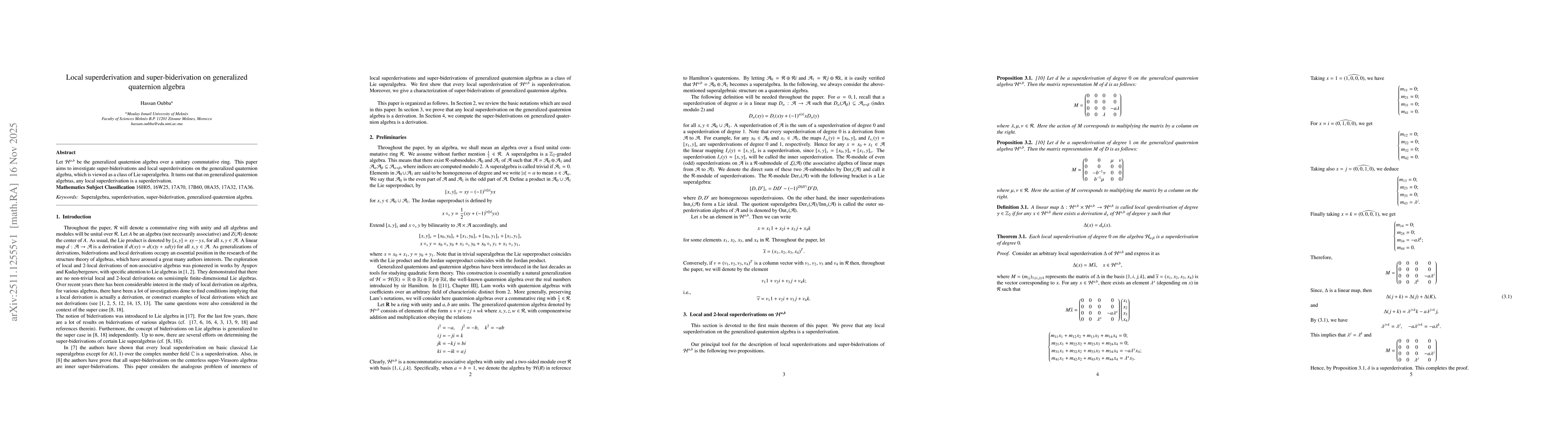 Thumbnail for Local superderivation and super-biderivation on generalized quaternion algebra