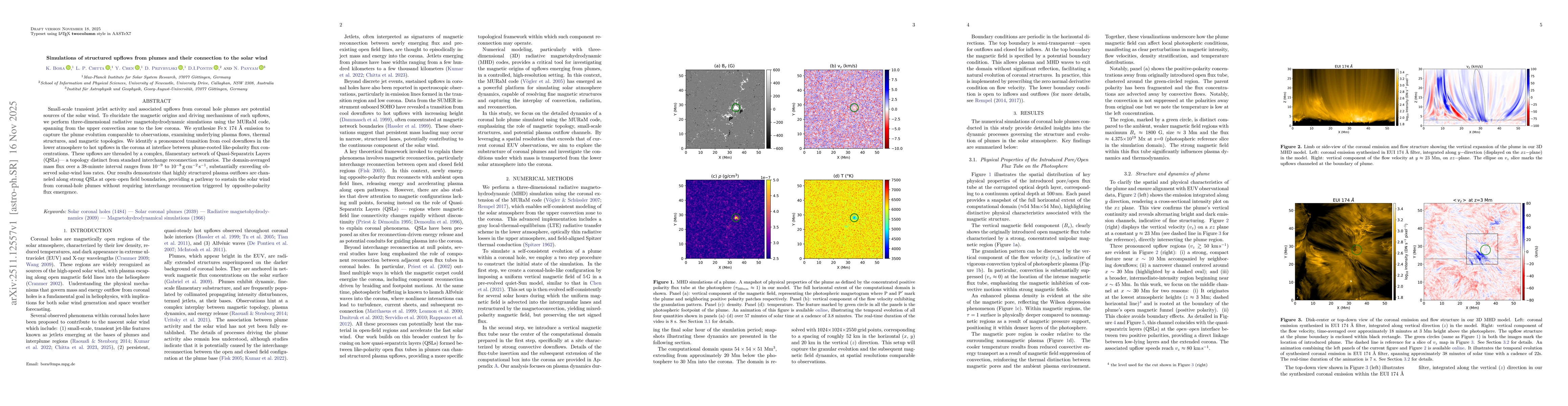 Thumbnail for Simulations of structured upflows from plumes and their connection to the solar wind