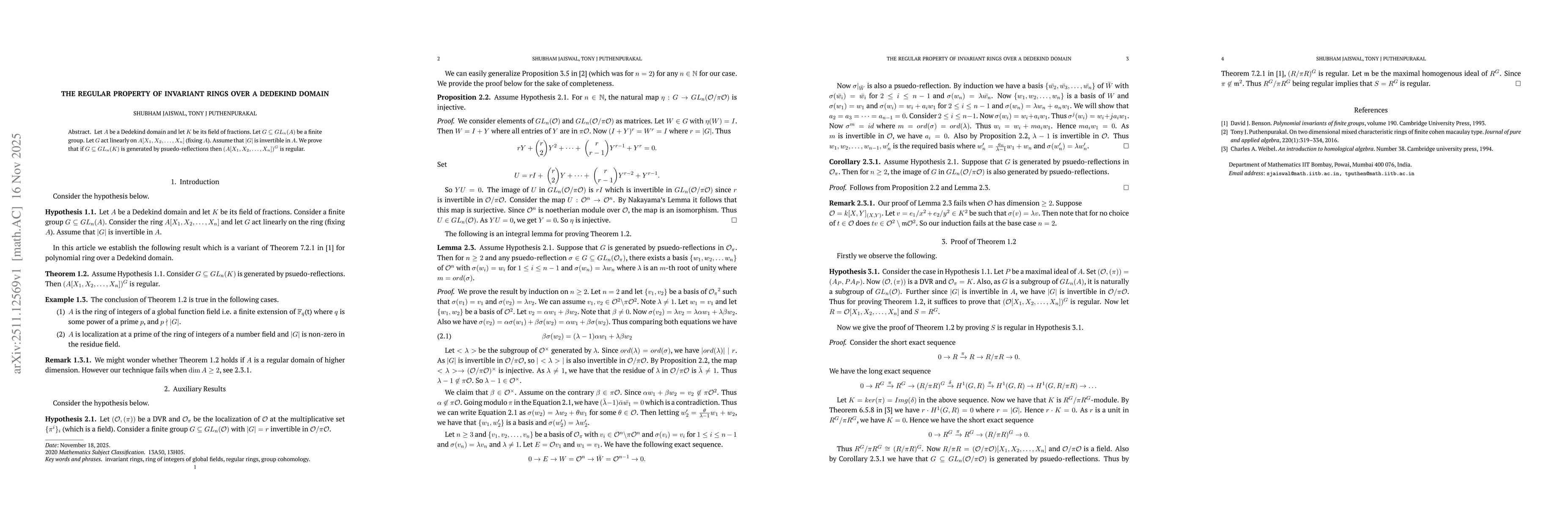Thumbnail for The Regular property of Invariant Rings over Regular Domains