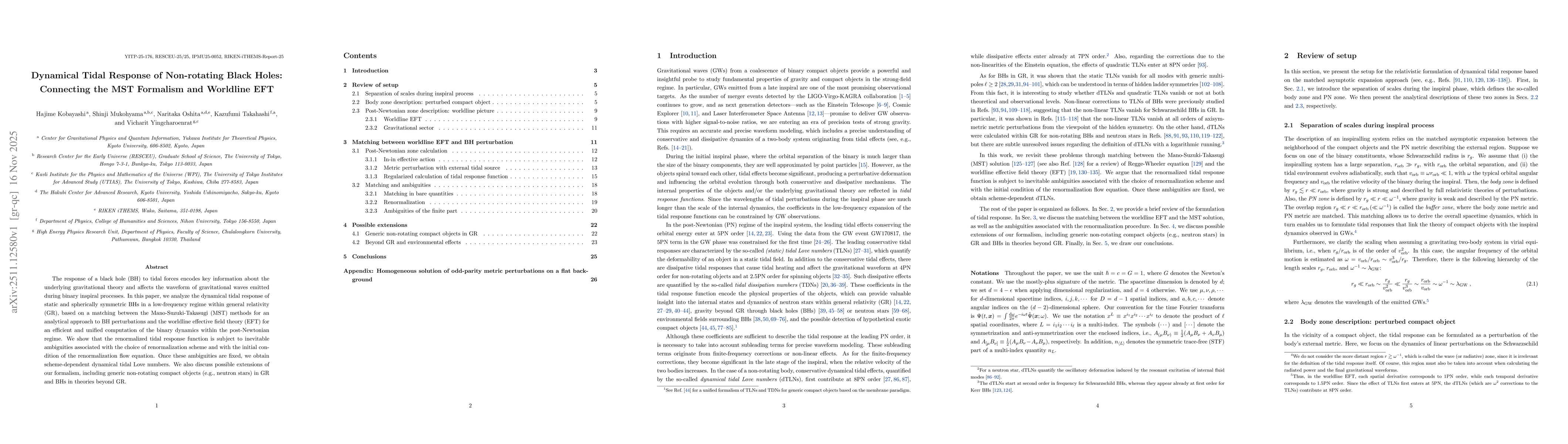 Thumbnail for Dynamical Tidal Response of Non-rotating Black Holes: Connecting the MST Formalism and Worldline EFT