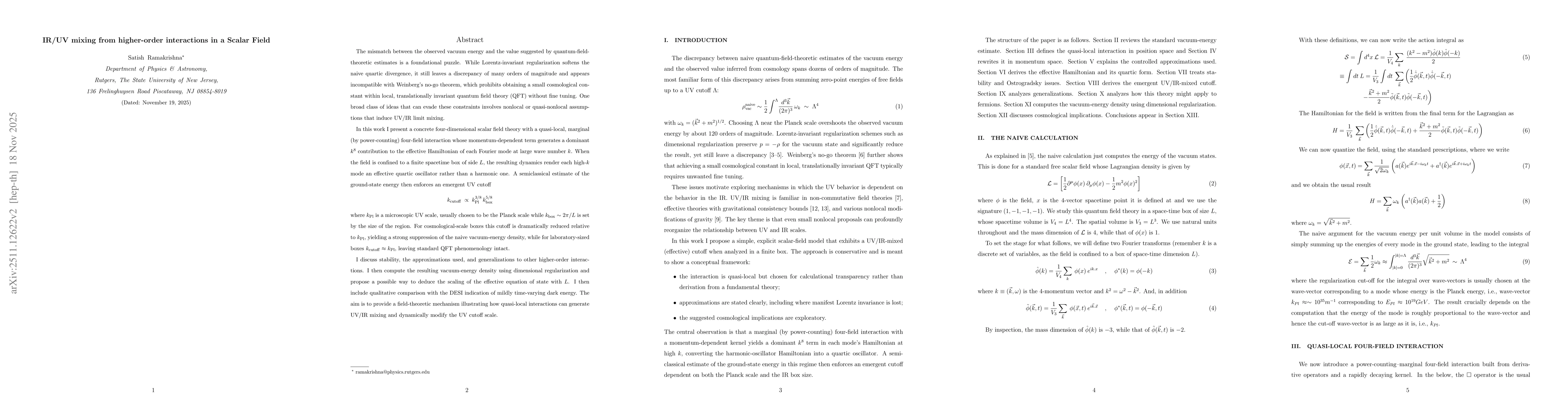 Thumbnail for IR/UV mixing from higher-order interactions in a Scalar Field