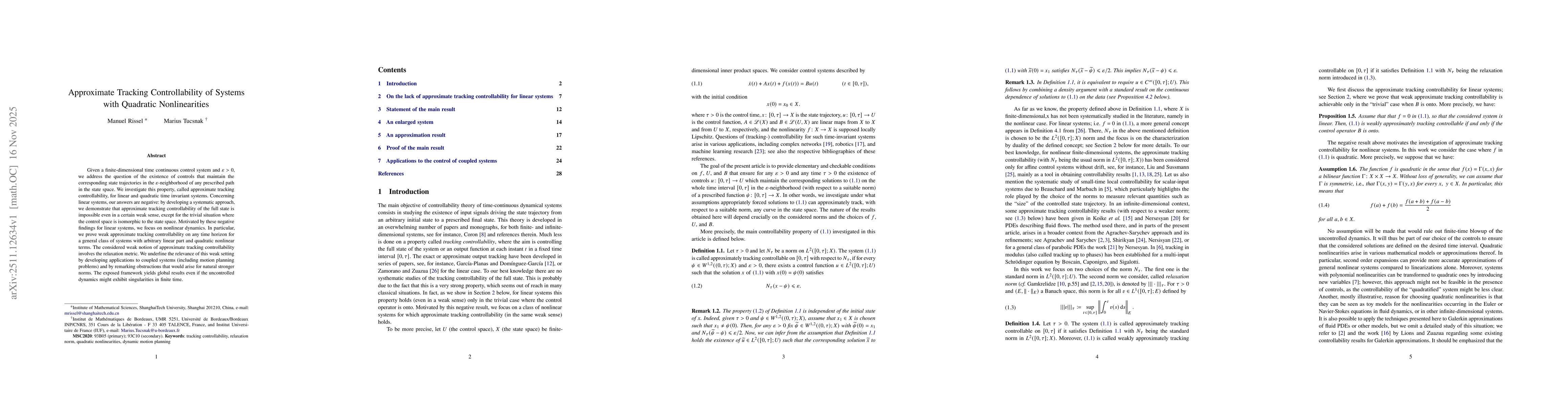 Thumbnail for Approximate Tracking Controllability of Systems with Quadratic Nonlinearities