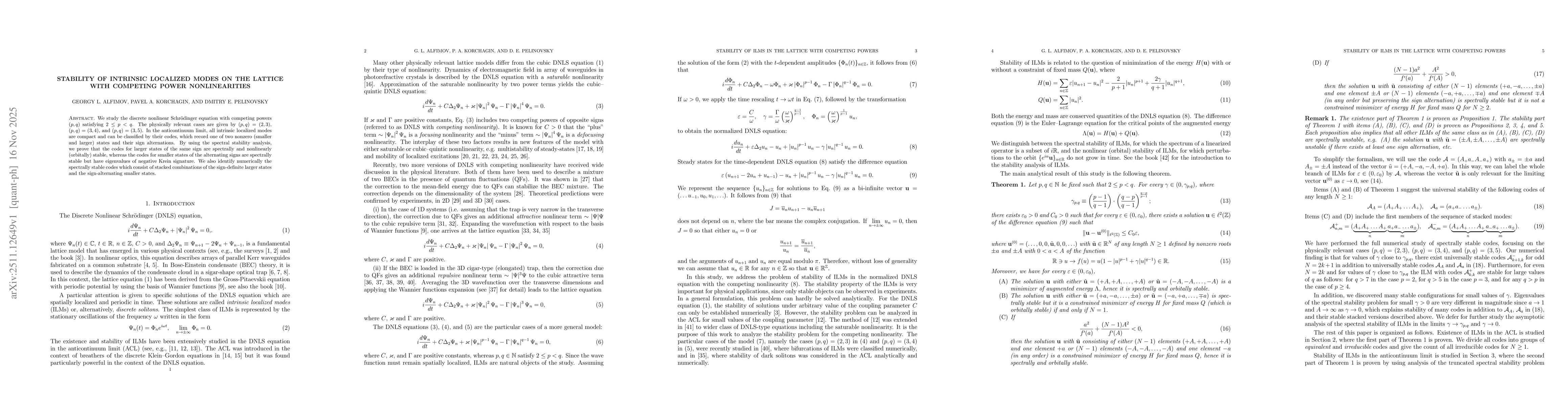 Thumbnail for Stability of intrinsic localized modes on the lattice with competing power nonlinearities
