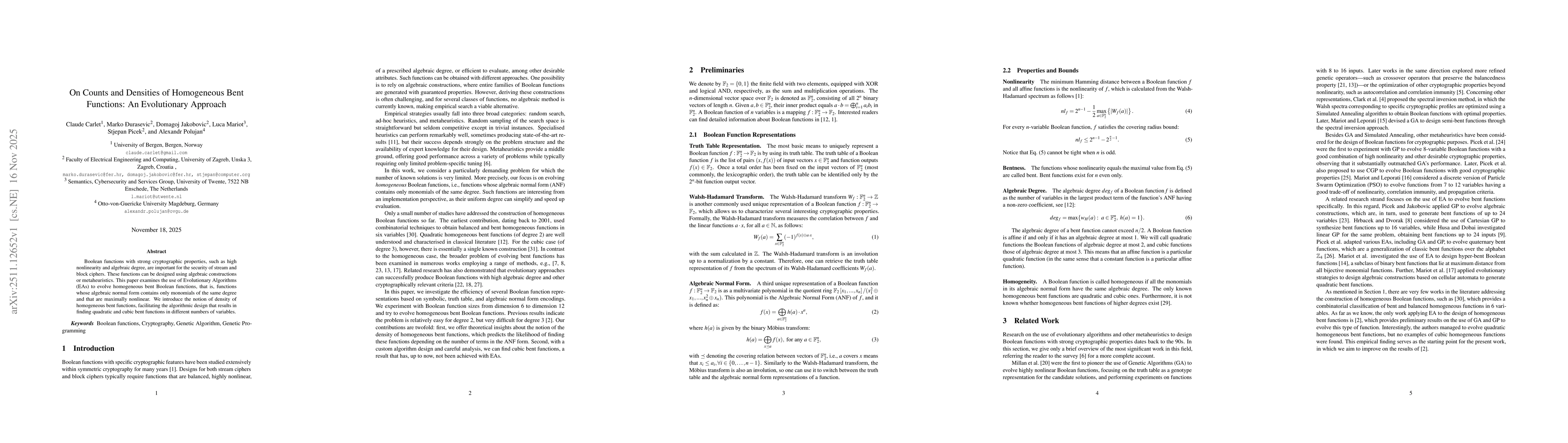 Thumbnail for On Counts and Densities of Homogeneous Bent Functions: An Evolutionary Approach