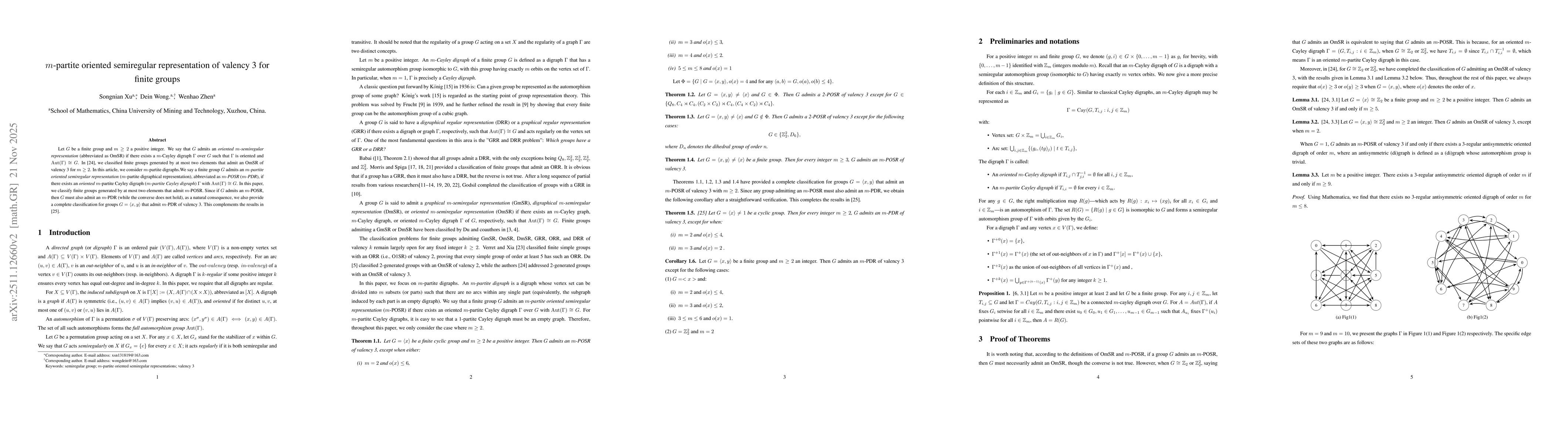 Thumbnail for $m$-partite oriented semiregular representation of valency 3 for finite groups