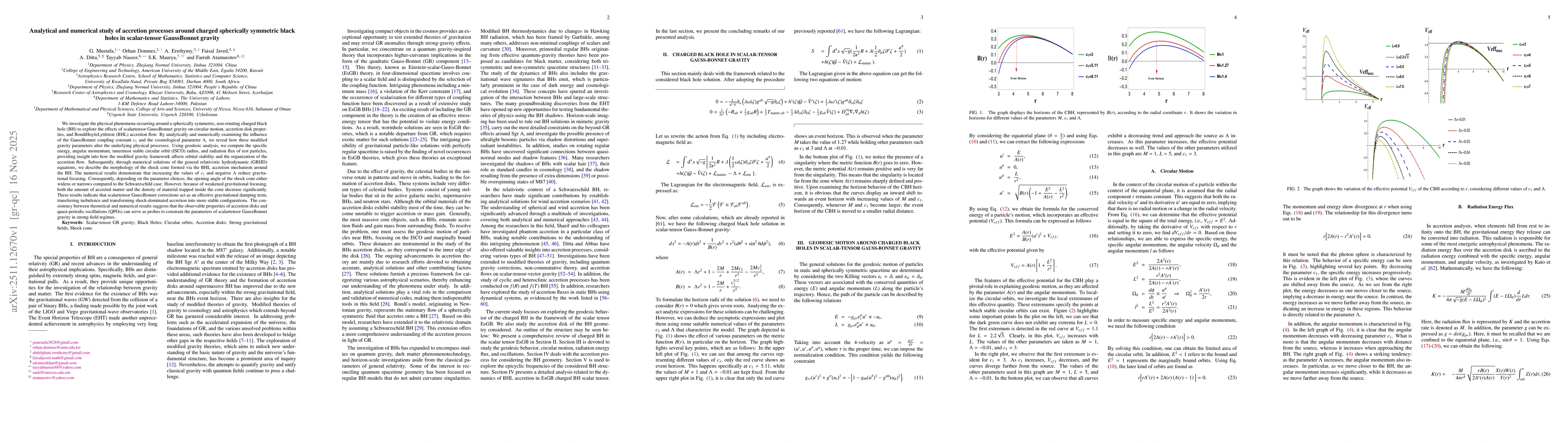 Thumbnail for Analytical and numerical study of accretion processes around charged spherically symmetric black holes in scalar-tensor Gauss-Bonnet gravity