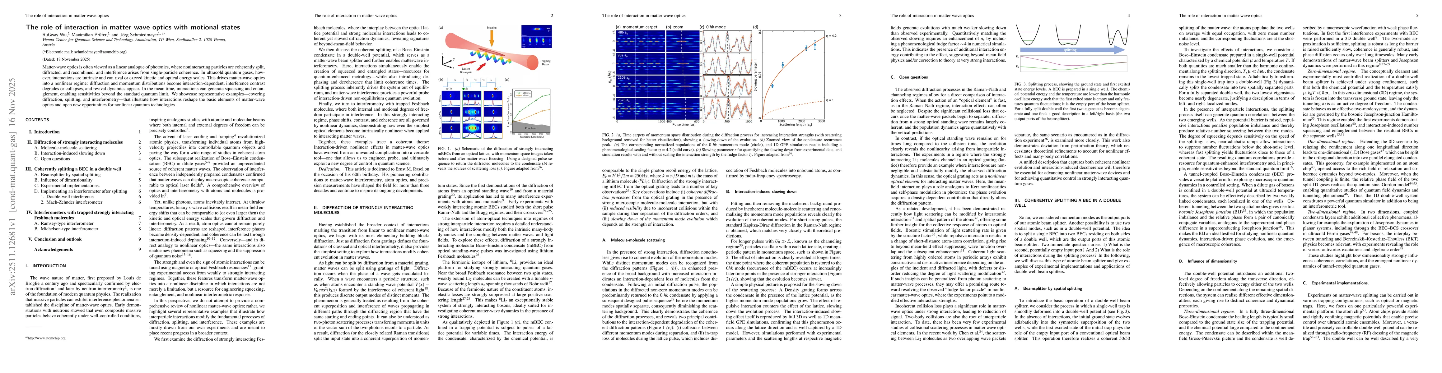 Thumbnail for The role of interaction in matter wave optics with motional states
