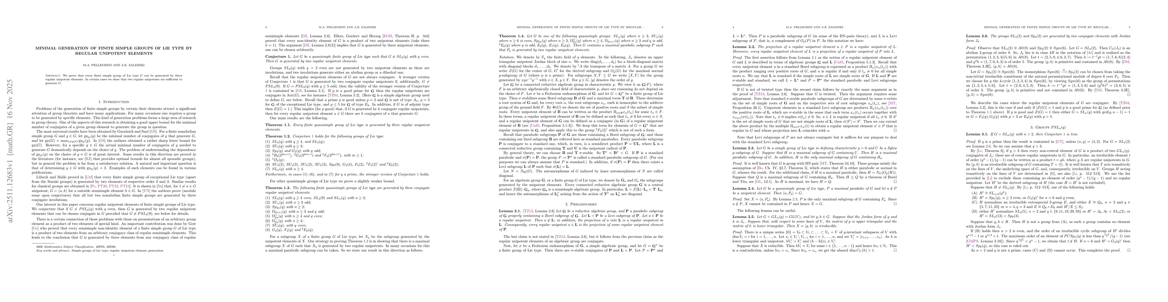 Thumbnail for Minimal generation of finite simple groups of Lie type by regular unipotent elements