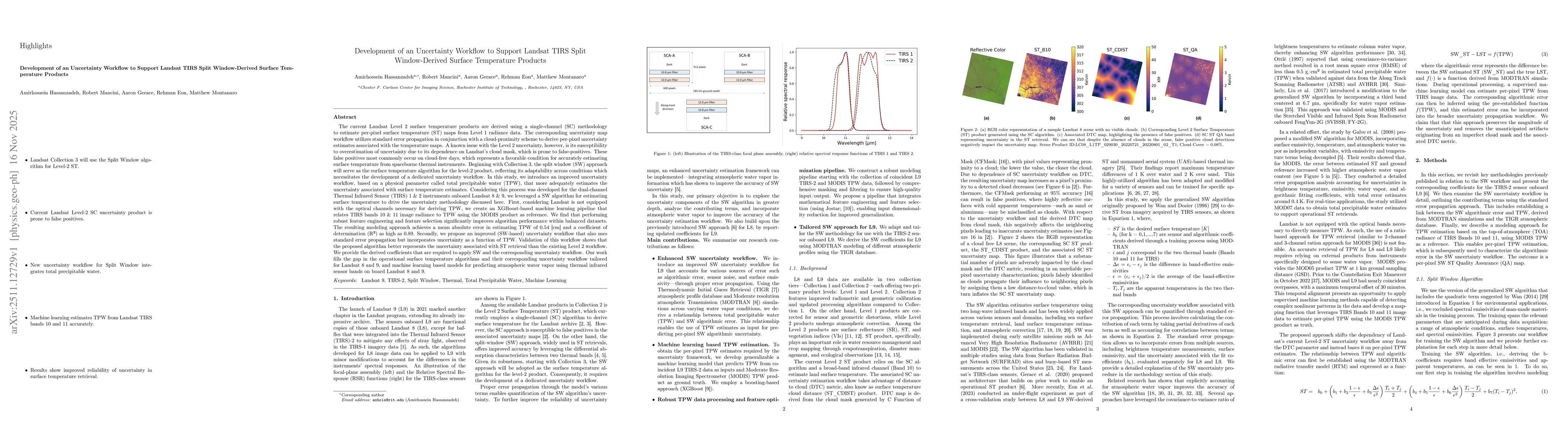 Thumbnail for Development of an Uncertainty Workflow to Support Landsat TIRS Split Window-Derived Surface Temperature Products