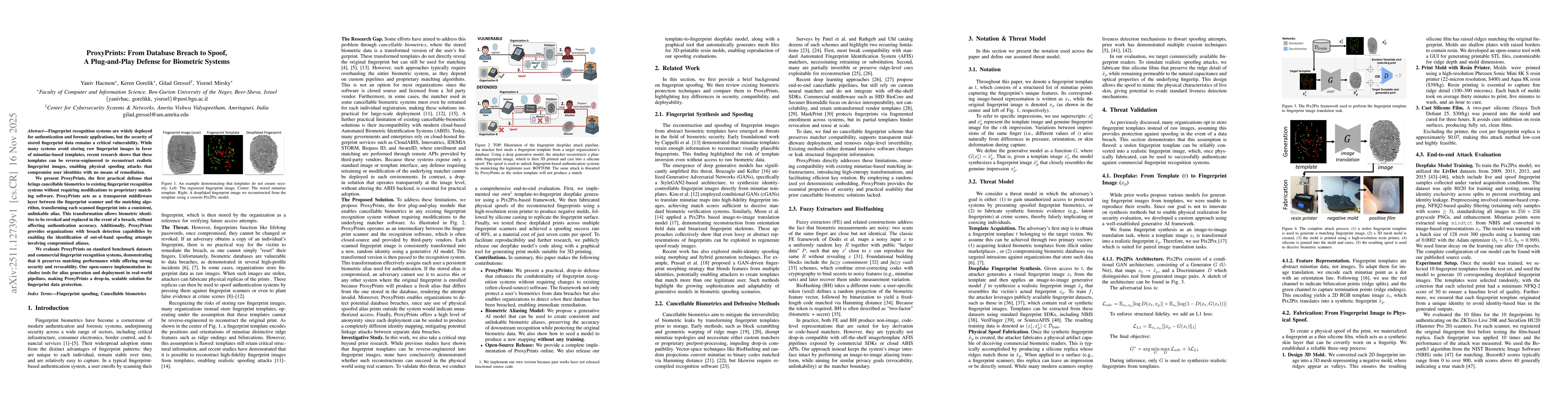 Thumbnail for ProxyPrints: From Database Breach to Spoof, A Plug-and-Play Defense for Biometric Systems