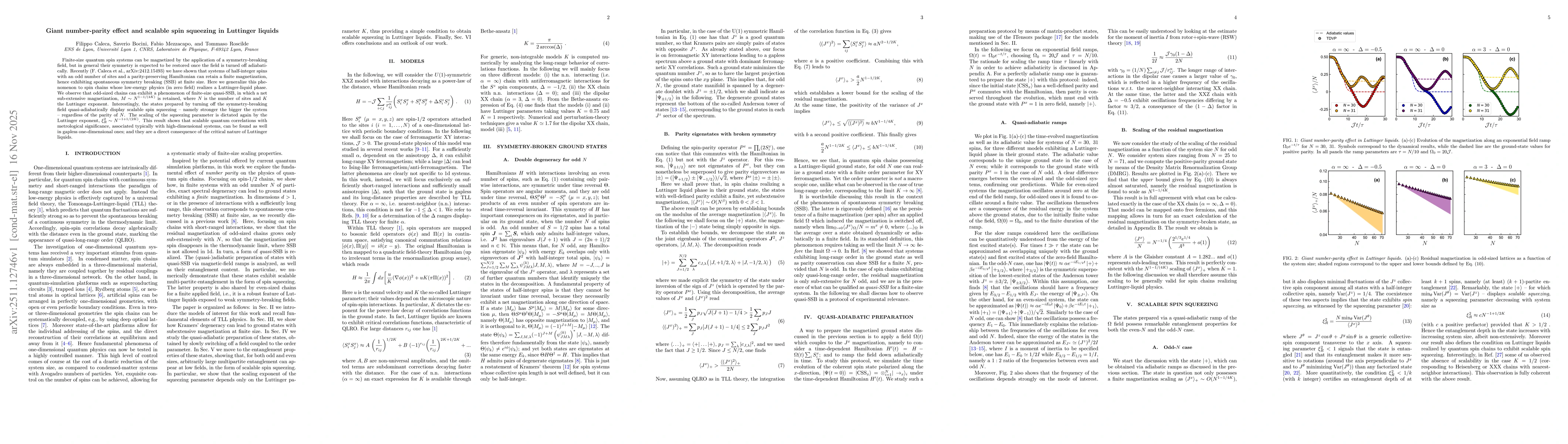 Thumbnail for Giant number-parity effect and scalable spin squeezing in Luttinger liquids