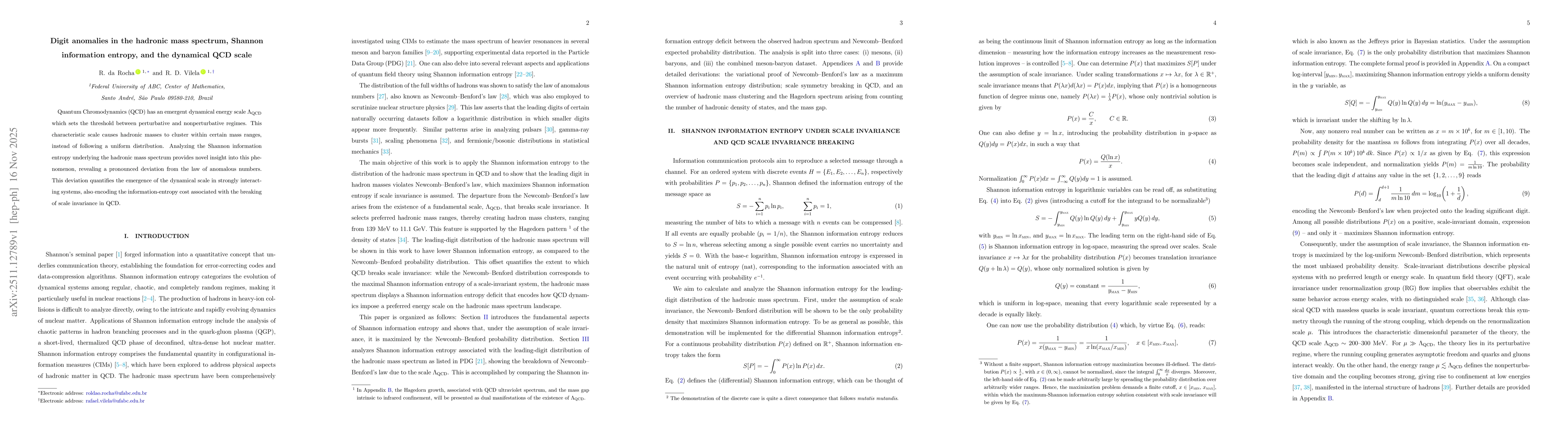 Thumbnail for Digit anomalies in the hadronic mass spectrum, Shannon information entropy, and the dynamical QCD scale