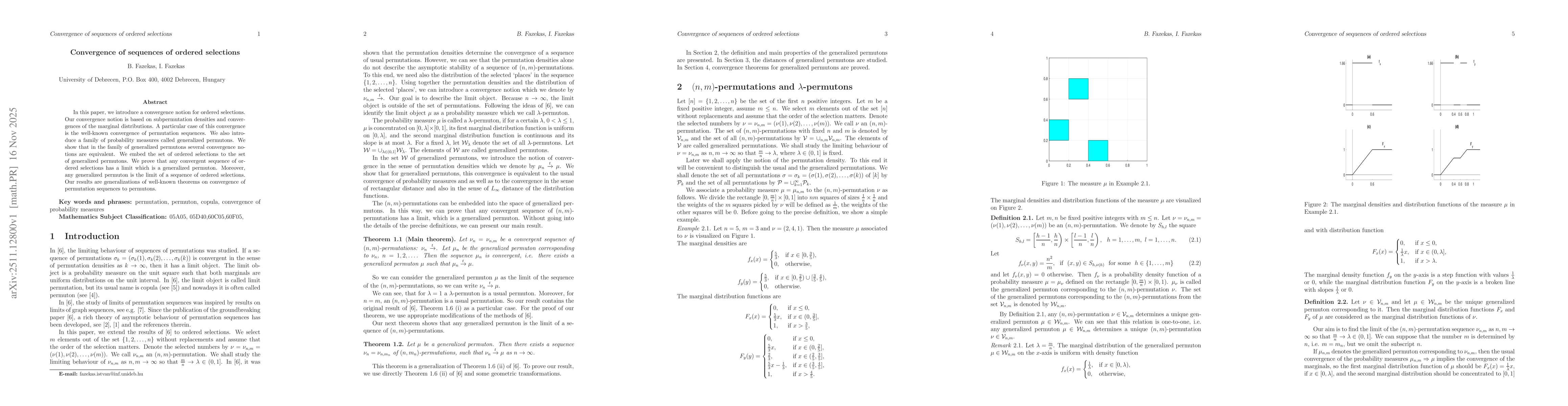 Thumbnail for Convergence of sequences of ordered selections