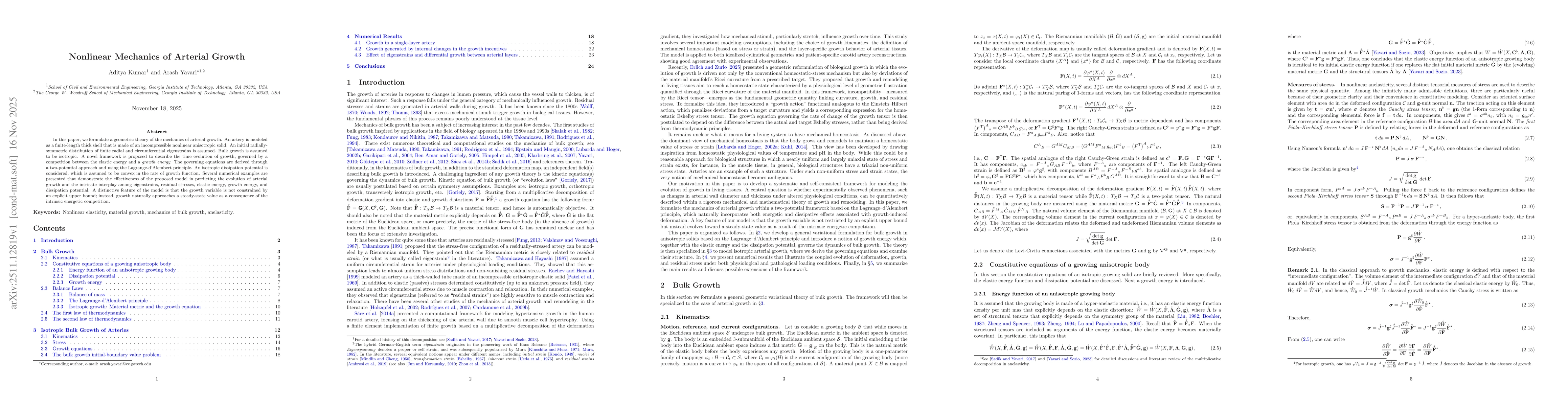 Thumbnail for Nonlinear Mechanics of Arterial Growth
