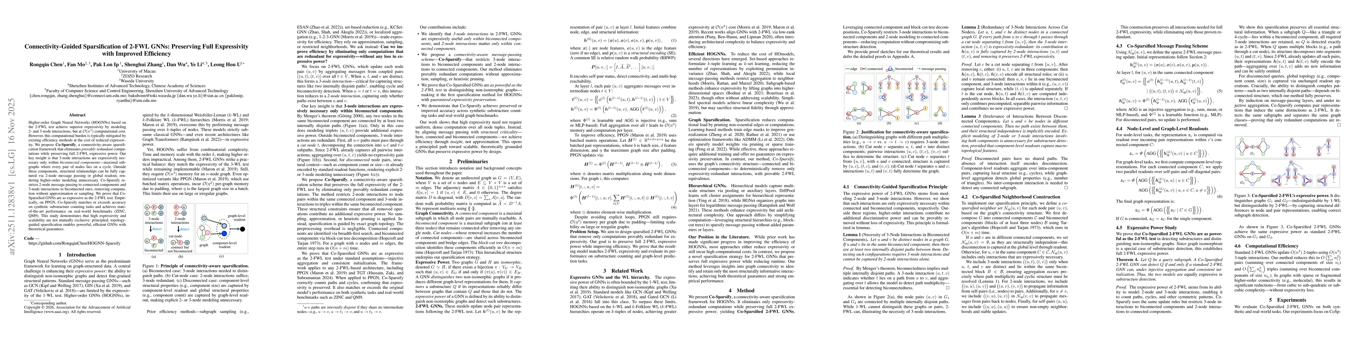 Thumbnail for Connectivity-Guided Sparsification of 2-FWL GNNs: Preserving Full Expressivity with Improved Efficiency