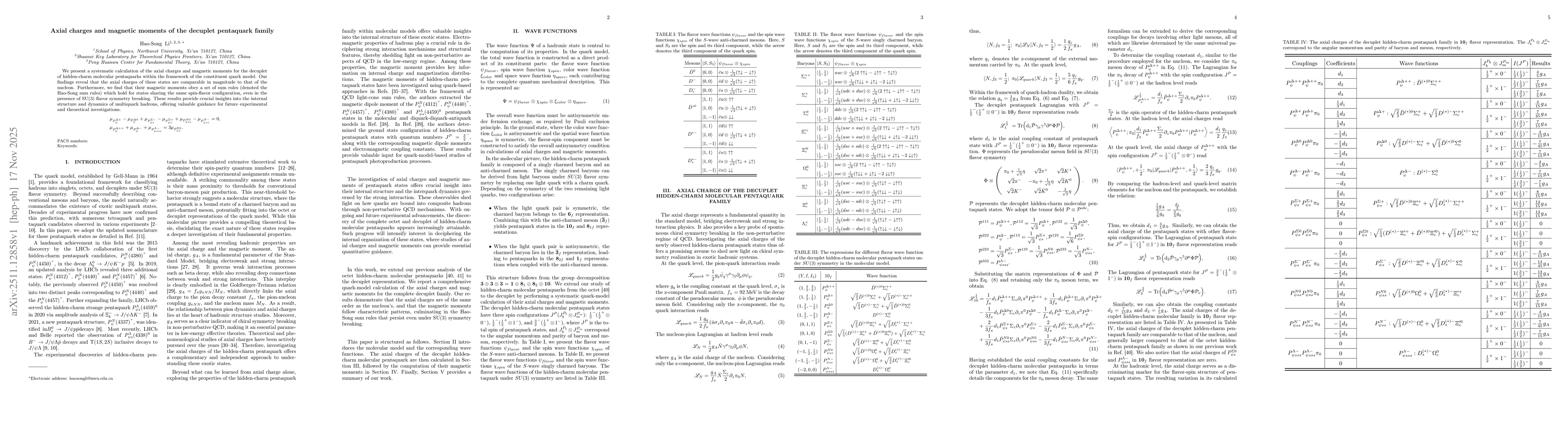 Thumbnail for Axial charges and magnetic moments of the decuplet pentaquark family