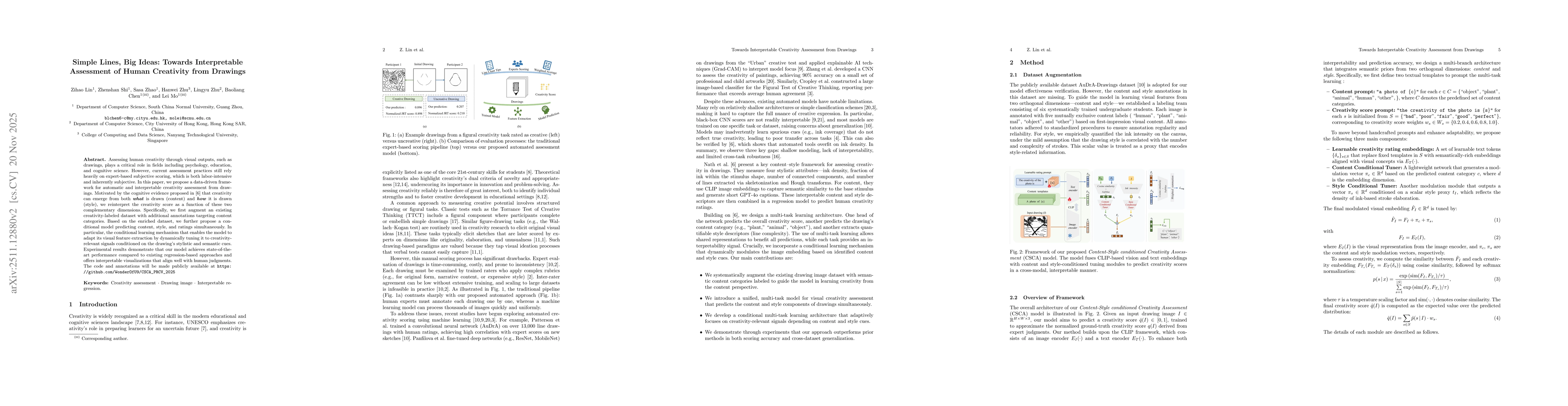 Thumbnail for Simple Lines, Big Ideas: Towards Interpretable Assessment of Human Creativity from Drawings