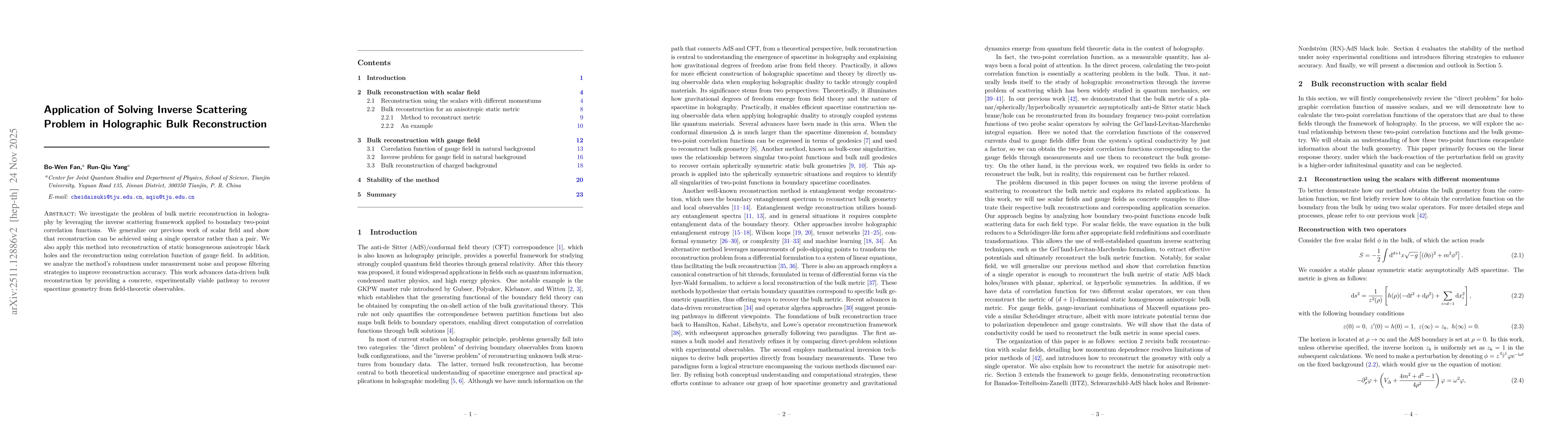 Thumbnail for Application of Solving Inverse Scattering Problem in Holographic Bulk Reconstruction