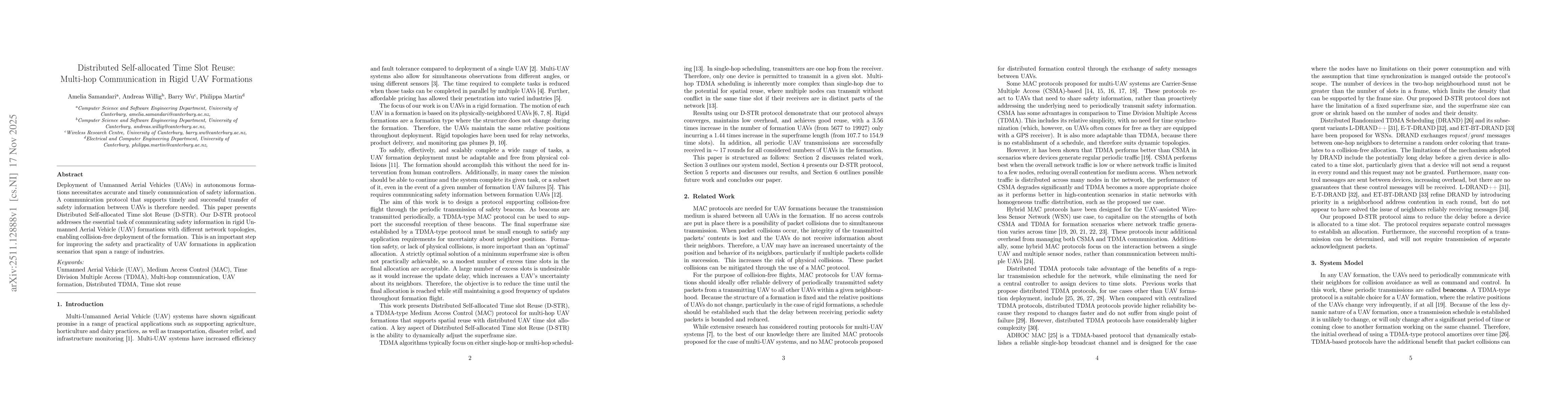 Thumbnail for Distributed Self-allocated Time Slot Reuse: Multi-hop Communication in Rigid UAV Formations