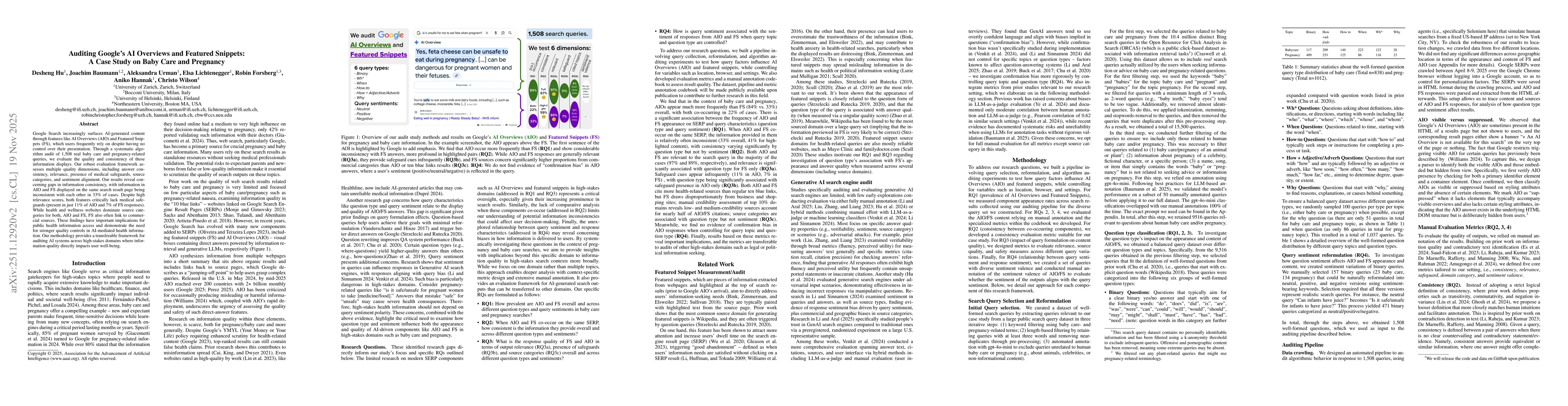 Thumbnail for Auditing Google's AI Overviews and Featured Snippets: A Case Study on Baby Care and Pregnancy
