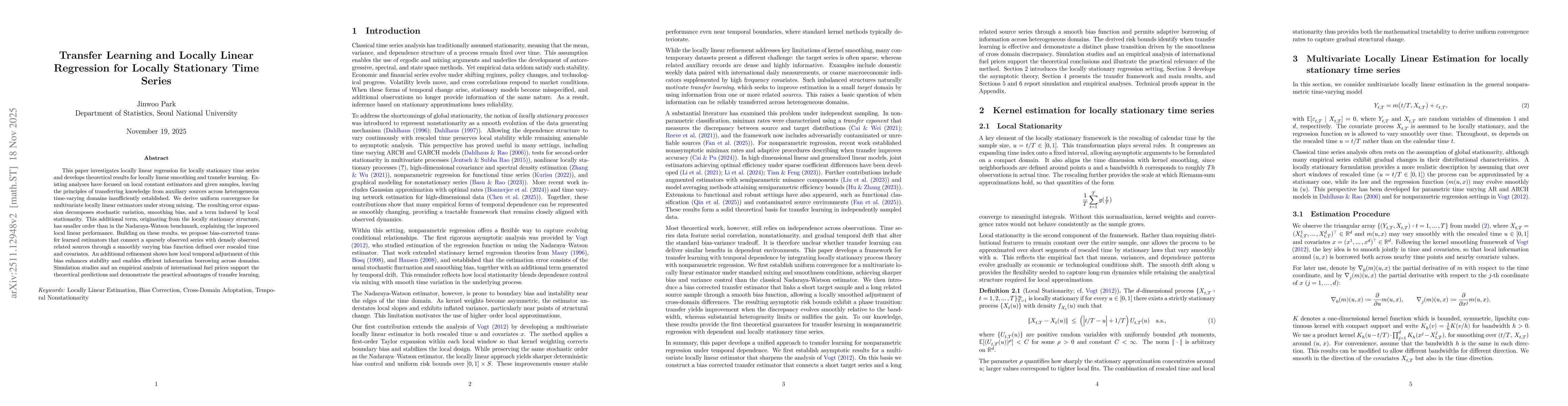 Thumbnail for Transfer Learning and Locally Linear Regression for Locally Stationary Time Series