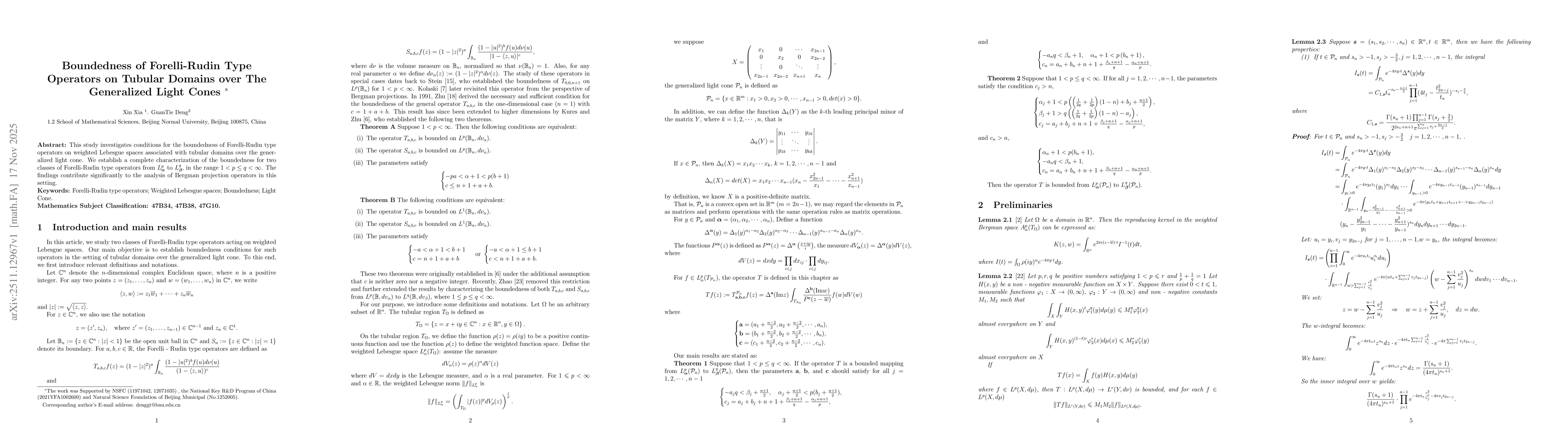 Thumbnail for Boundedness of Forelli-Rudin Type Operators on Tubular Domains over The Generalized Light Cones