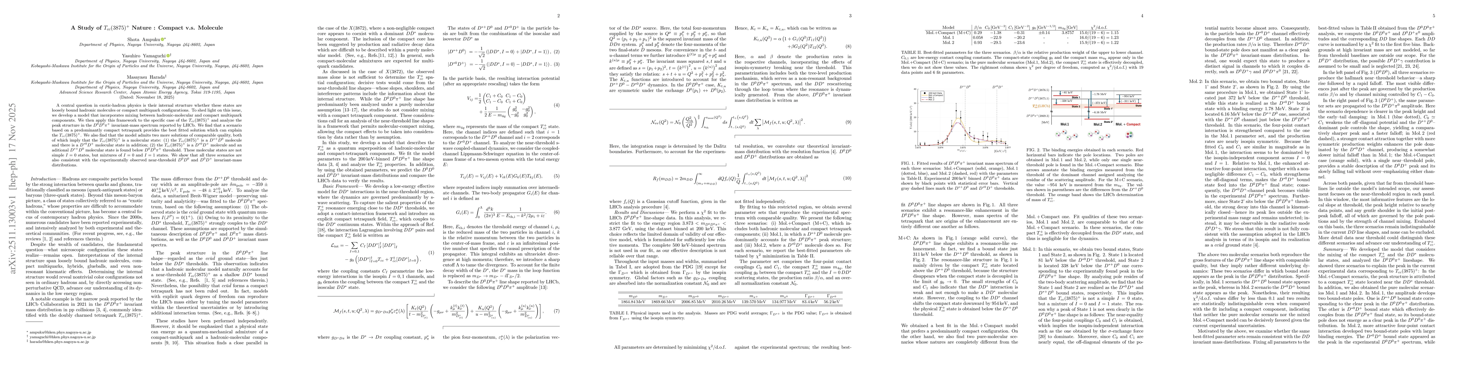 Thumbnail for A Study of $T_{cc}(3875)^+$ Nature : Compact v.s. Molecule