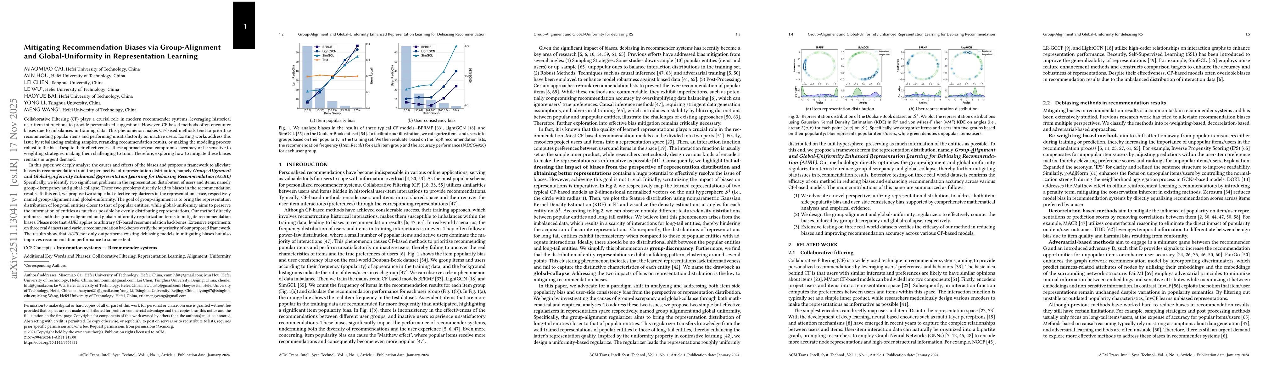Thumbnail for Mitigating Recommendation Biases via Group-Alignment and Global-Uniformity in Representation Learning