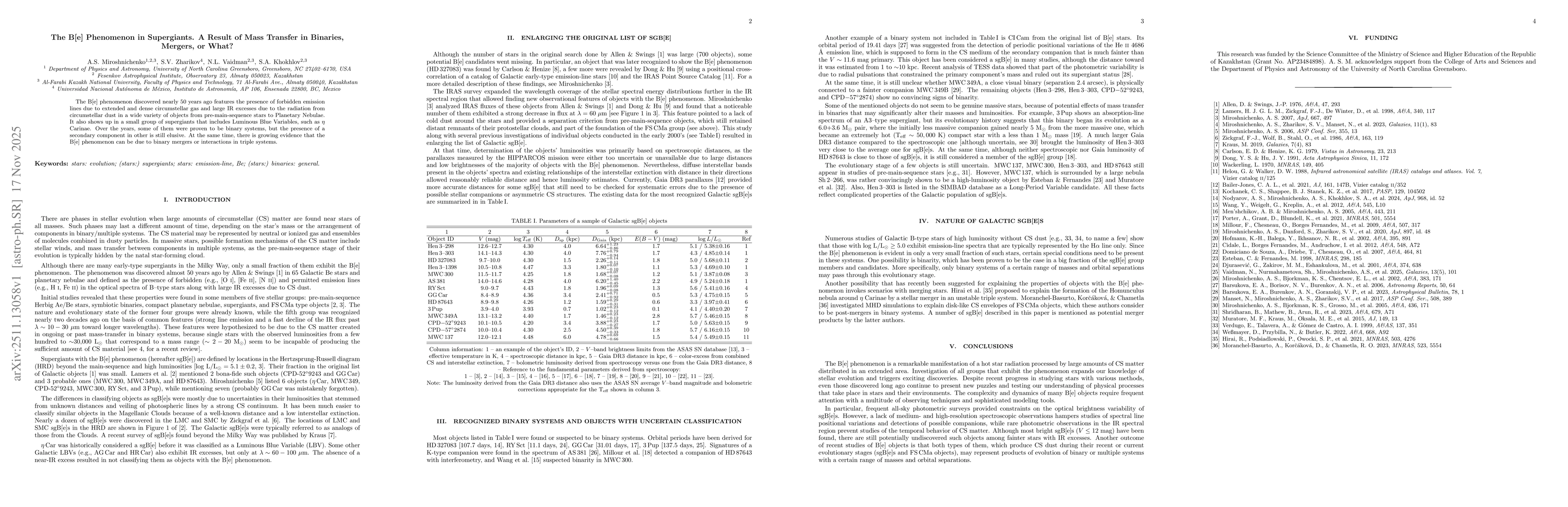 Thumbnail for The B[e] Phenomenon in Supergiants. A Result of Mass Transfer in Binaries, Mergers, or What?