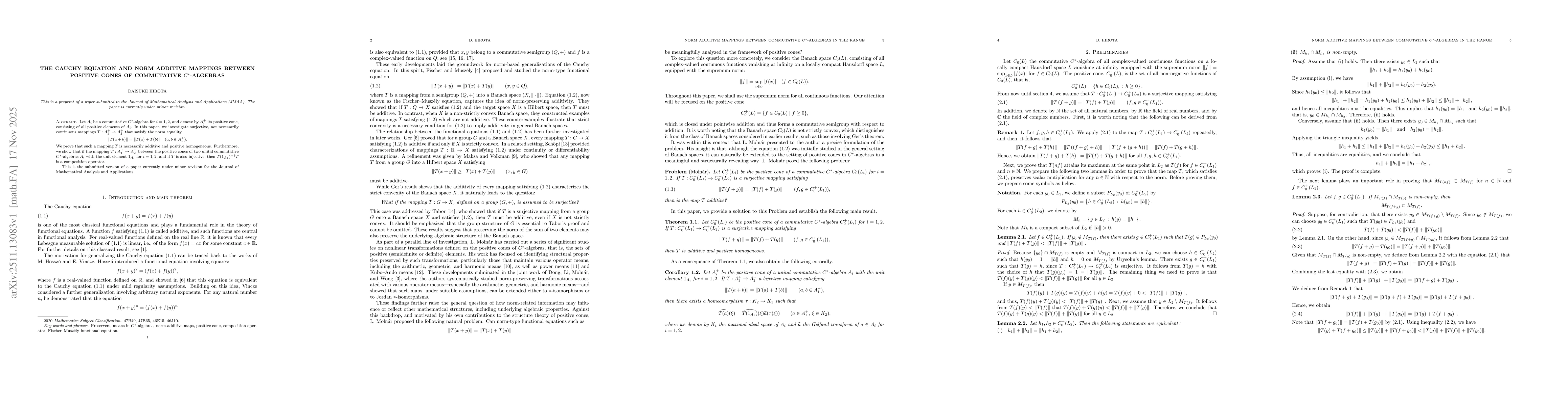 Thumbnail for Norm additive mappings between commutative $C^{*}$-algebras in the range