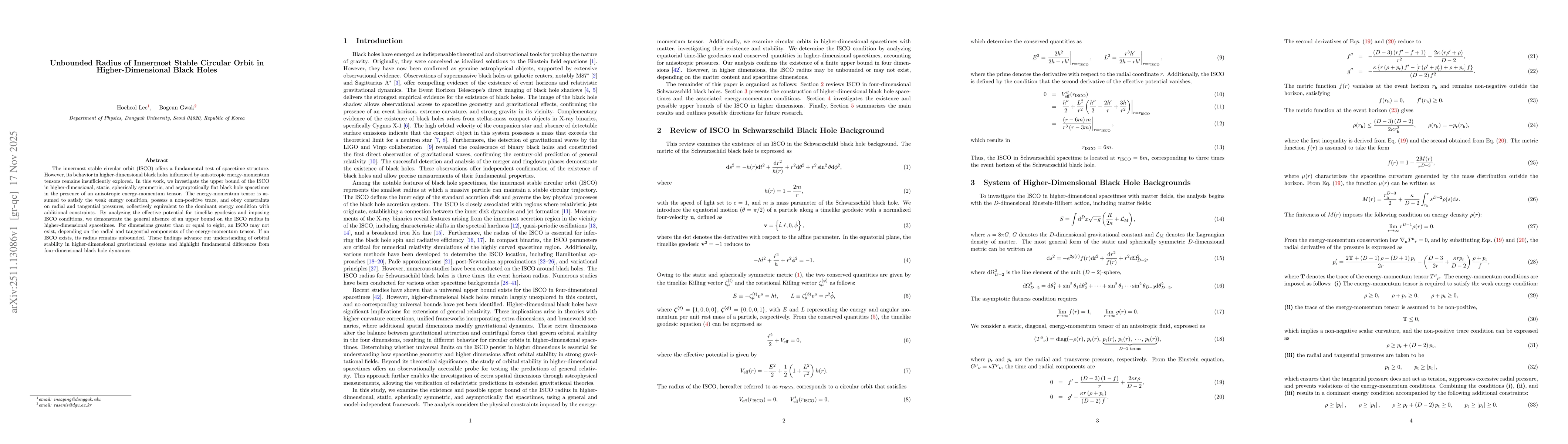 Thumbnail for Unbounded Radius of Innermost Stable Circular Orbit in Higher-Dimensional Black Holes