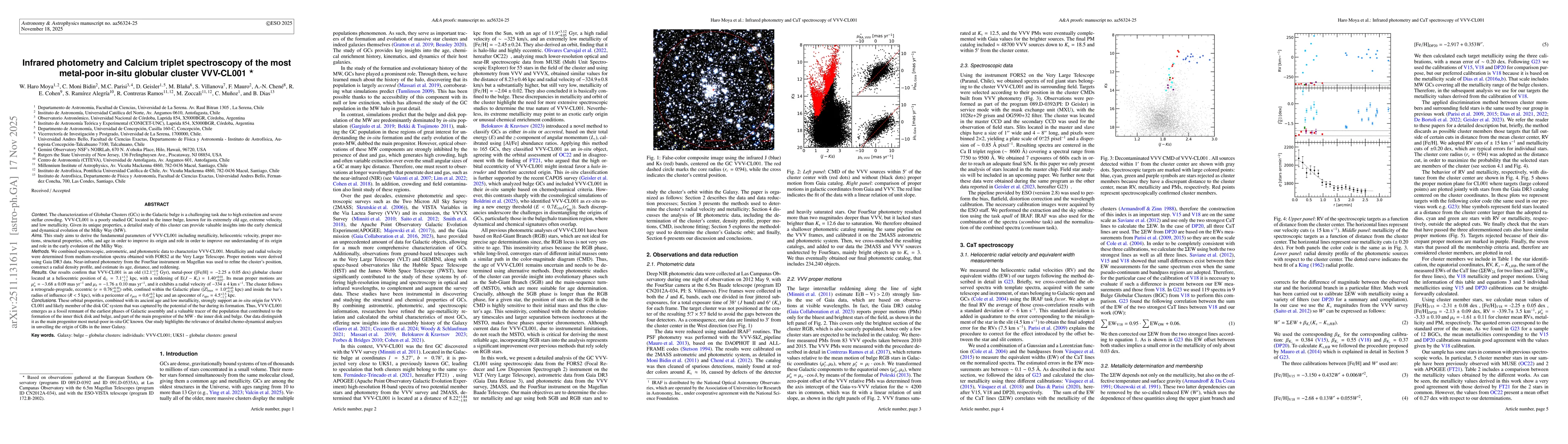 Thumbnail for Infrared photometry and CaT spectroscopy of the most metal-poor in-situ globular cluster VVV-CL001